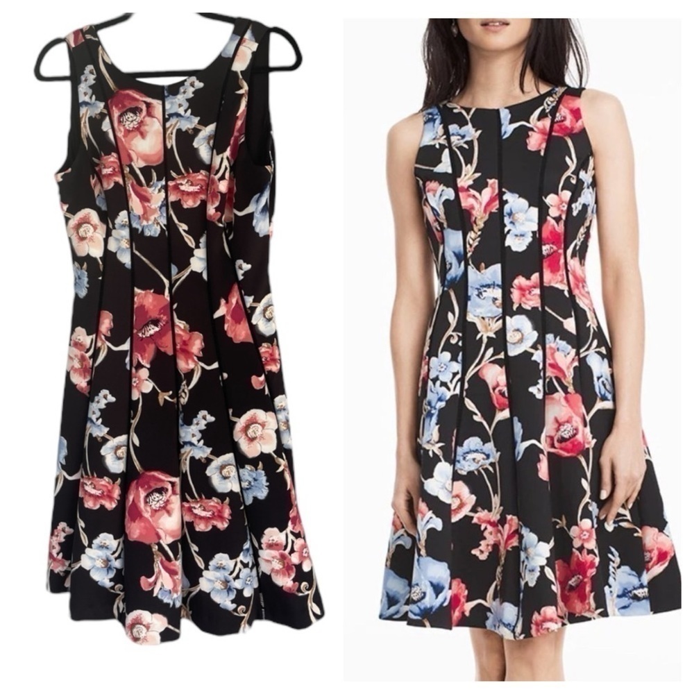 White House Black Market Scuba Style A Line Floral Dress Size 10